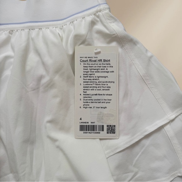 Lululemon Court Rival High-Rise Tennis Skirt | White | Size 4 | NWT - Picture 5 of 8